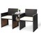 Brown Rattan Two-Seat Chair with White Cushions and Built-In Table